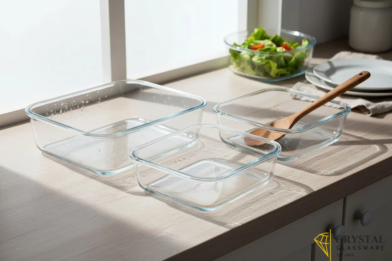 Delisoga glass food storage containers set of 3 stackable trays bowls 